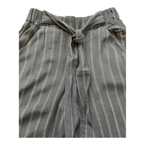 WILFRED Aritzia Women's Viscose Rayon Striped Belted Tie Pants - Picture 2 of 5